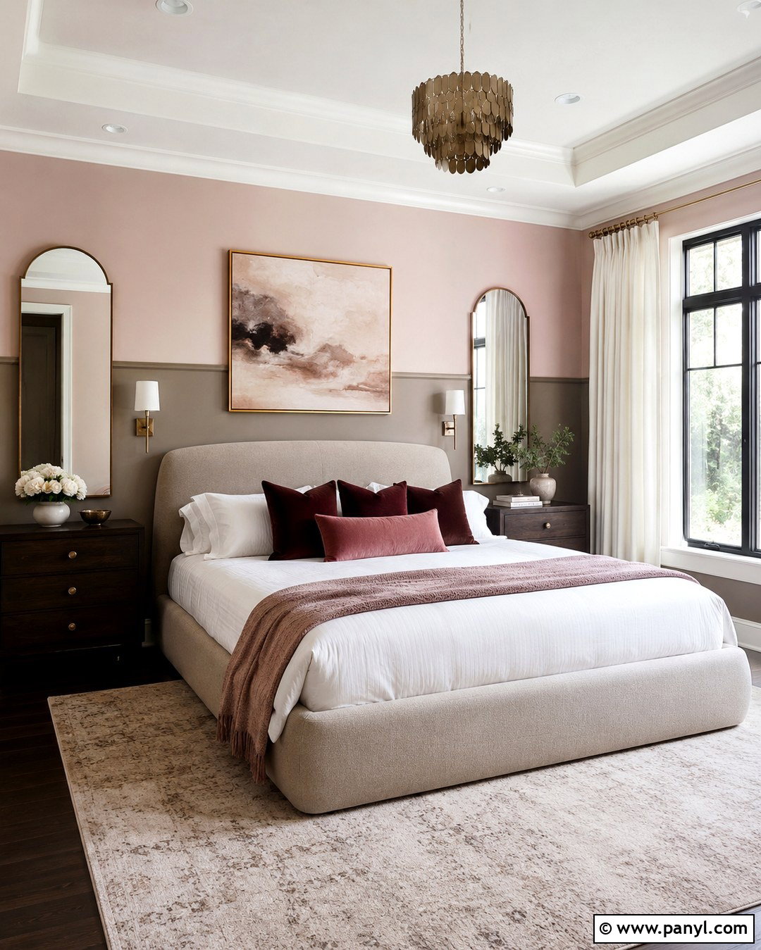 Blush Pink And Taupe Split Wall - 20 Split Wall Color Ideas