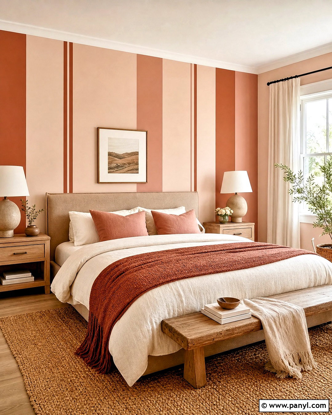Blush Pink And Terracotta Stripes - 20 stripe paint ideas for walls