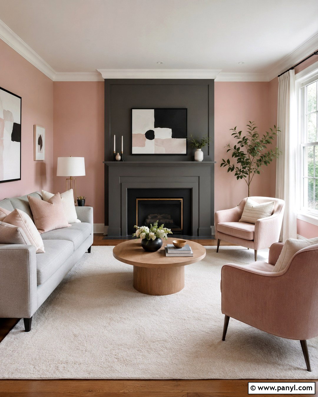 Blush Pink And Warm Gray Living Room Walls - 20 Pink And Gray Walls