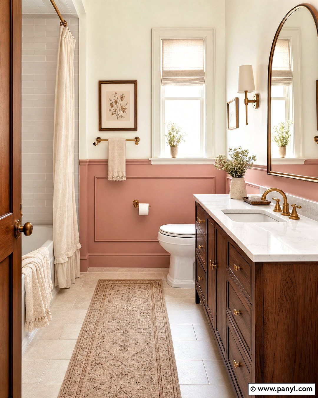 Blush Pink And Warm White Bathroom Walls - 20 two tone bathroom walls
