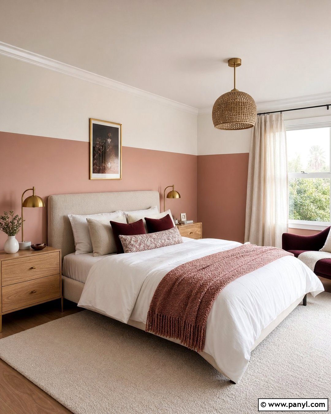 Blush Pink And Warm White Half Painted Walls - 35 half and half painted walls