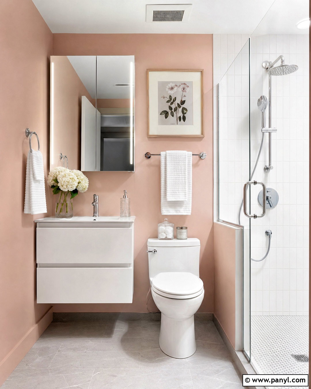 Blush Pink And White Bathroom - 20 small pink bathroom ideas