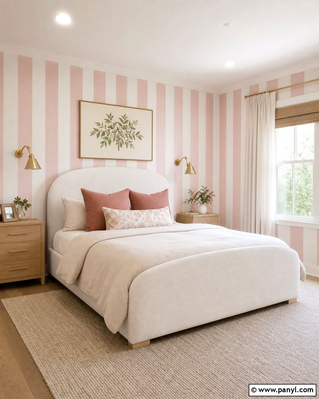 Blush Pink And White Striped Bedroom - 30 Pink And White Striped Walls