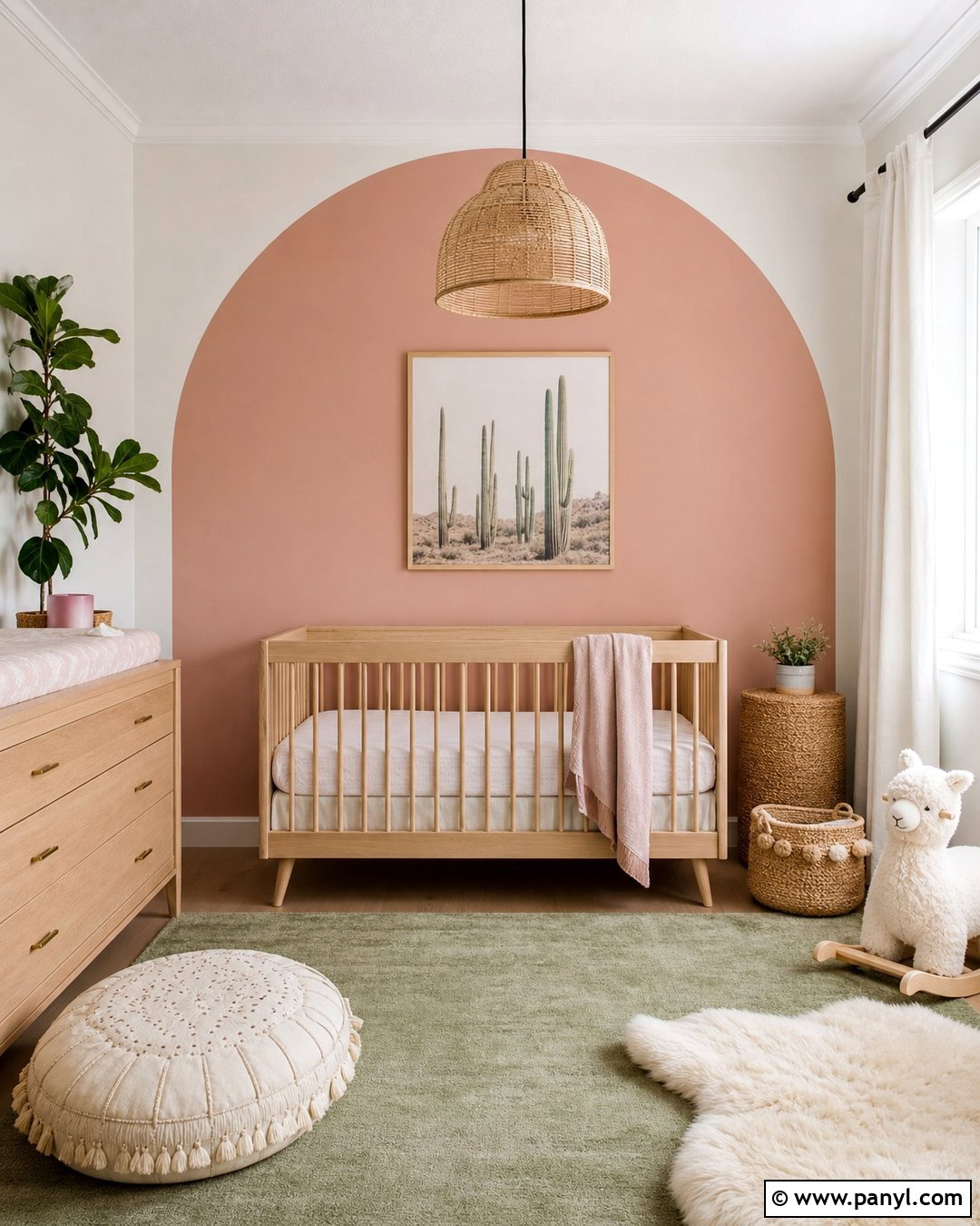 Blush Pink Arch Accent Wall - 35 colorful accent wall ideas