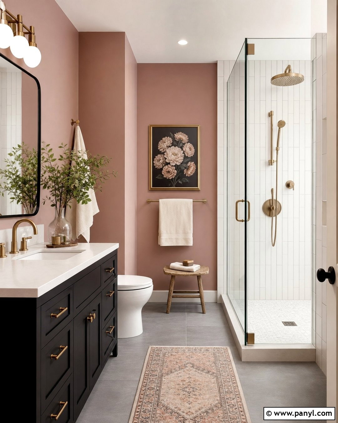 Blush Pink Bathroom Walls - 20 Bathroom Wall Color With Gray Floor Ideas