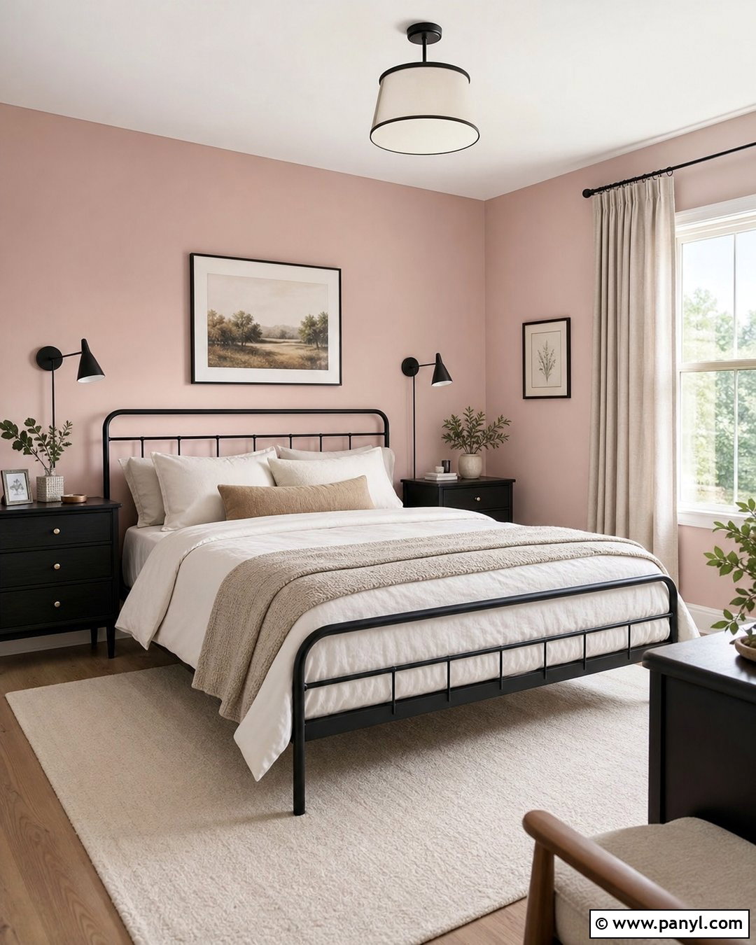 Blush Pink Bedroom With Black Furniture - 20 Blush Pink Wall Paint Bedrooms
