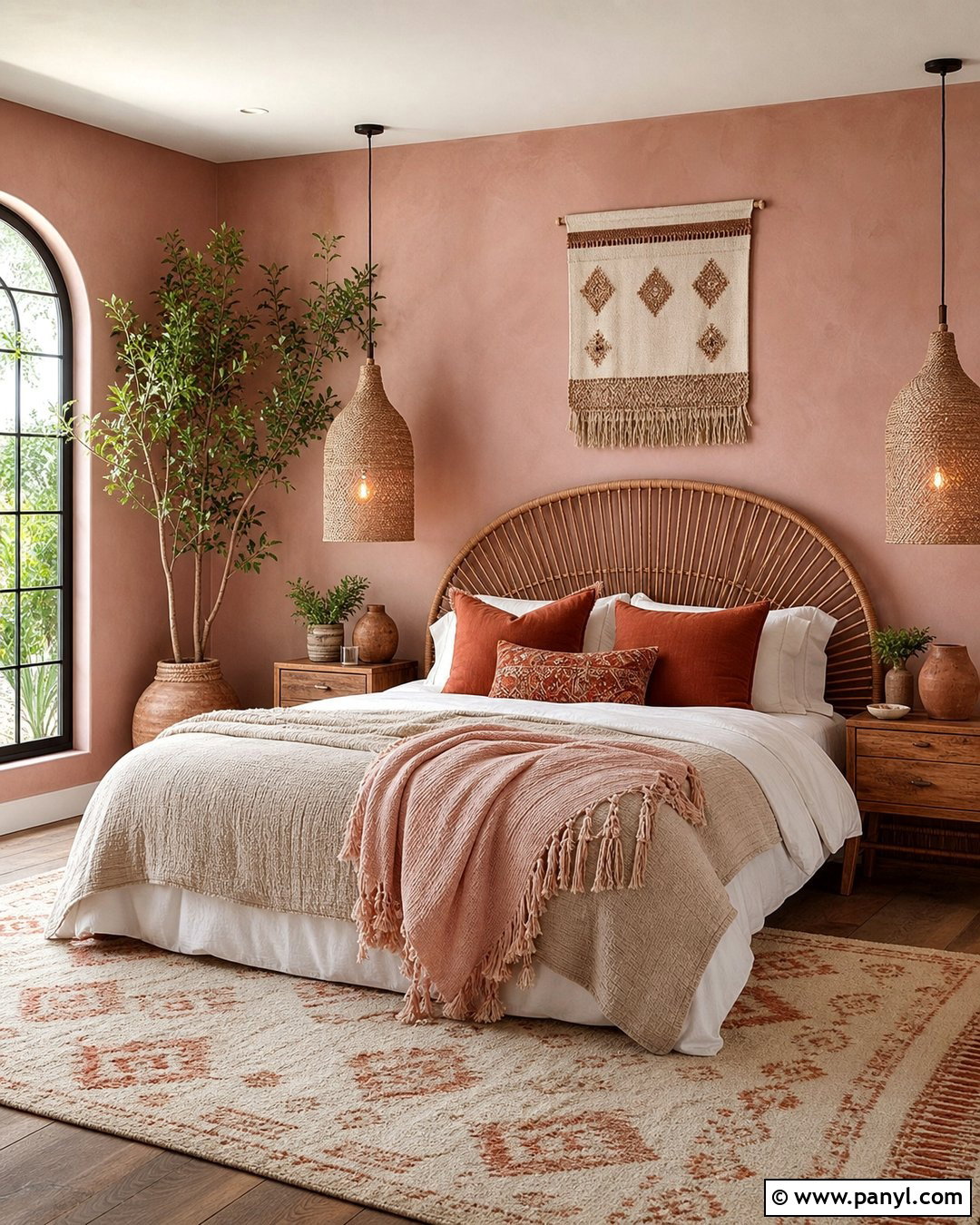 Blush Pink Bedroom With Boho Decor - 20 Blush Pink Wall Paint Bedrooms