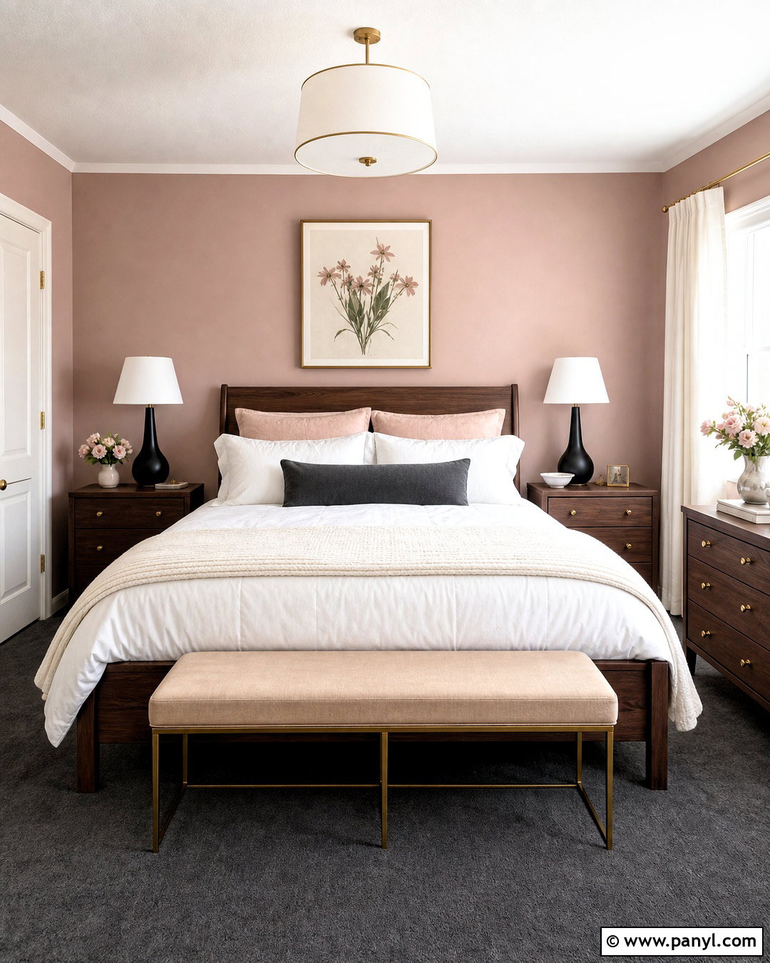 Blush Pink Bedroom With Dark Gray Carpet - 20 dark gray carpet bedroom ideas