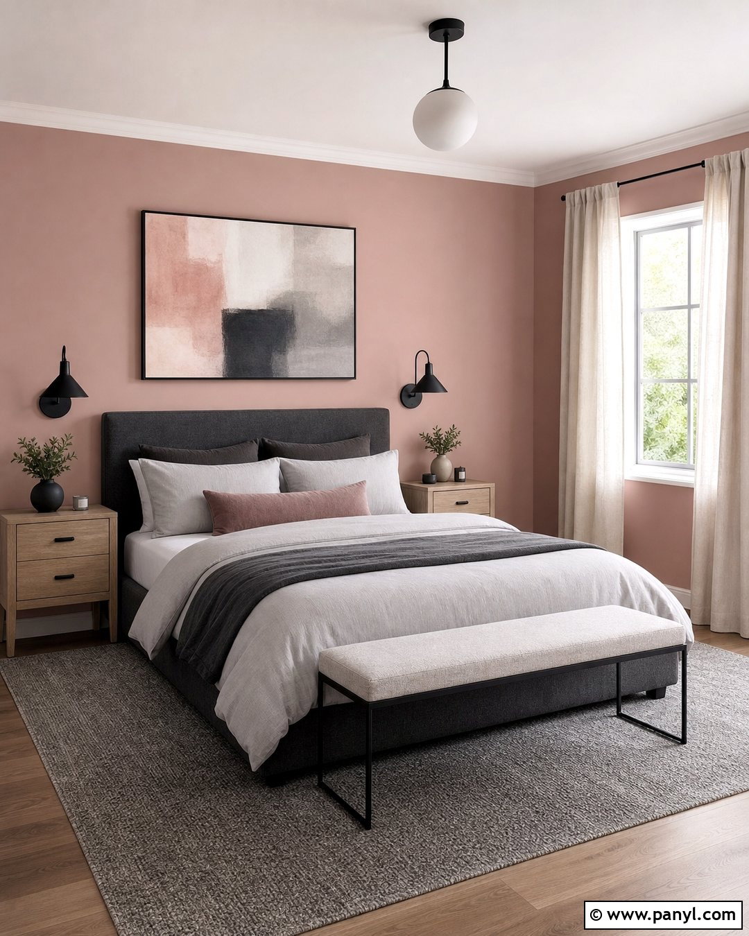 Blush Pink Bedroom With Gray Accents - 20 Blush Pink Wall Paint Bedrooms
