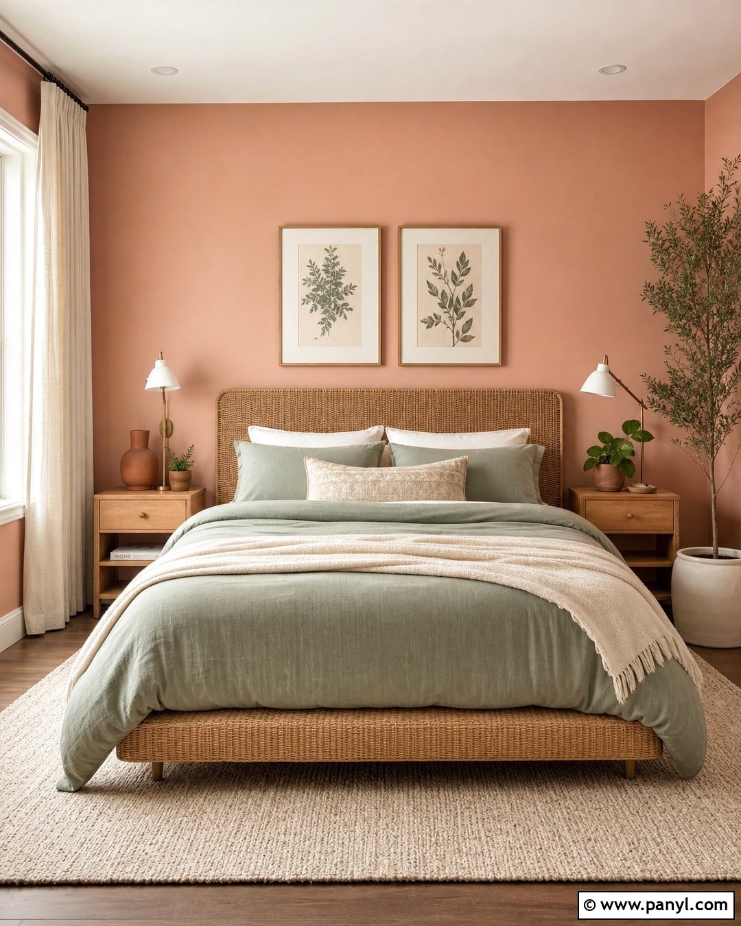 Blush Pink Bedroom With Sage Green - 20 Blush Pink Wall Paint Bedrooms