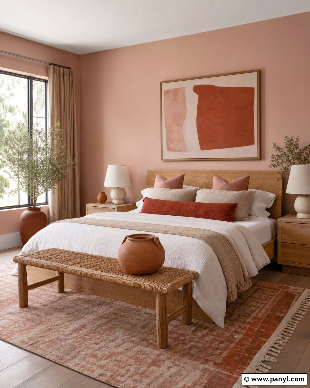 Blush Pink Bedroom With Terracotta Accents - 20 Blush Pink Wall Paint Bedrooms