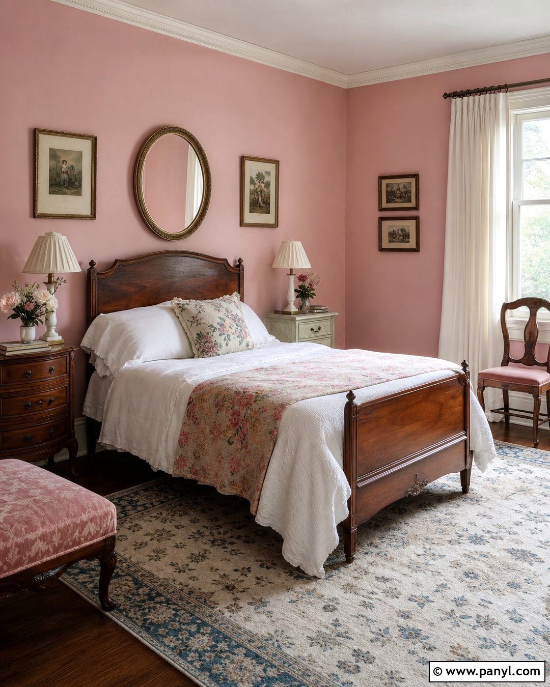 Blush Pink Bedroom With Vintage Furniture - 20 Blush Pink Wall Paint Bedrooms