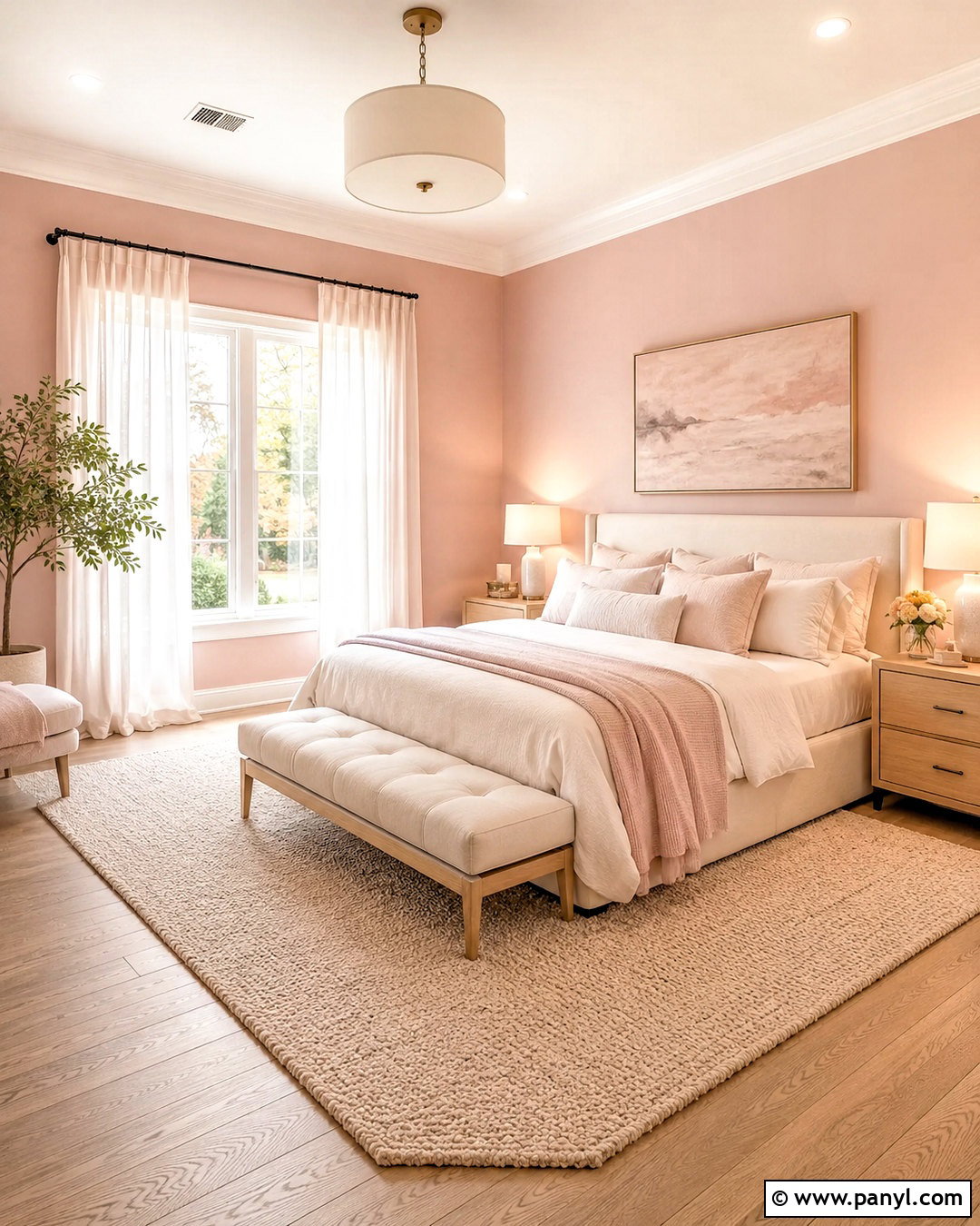 Blush Pink Bedroom With Warm White - 20 pink paint bedroom ideas