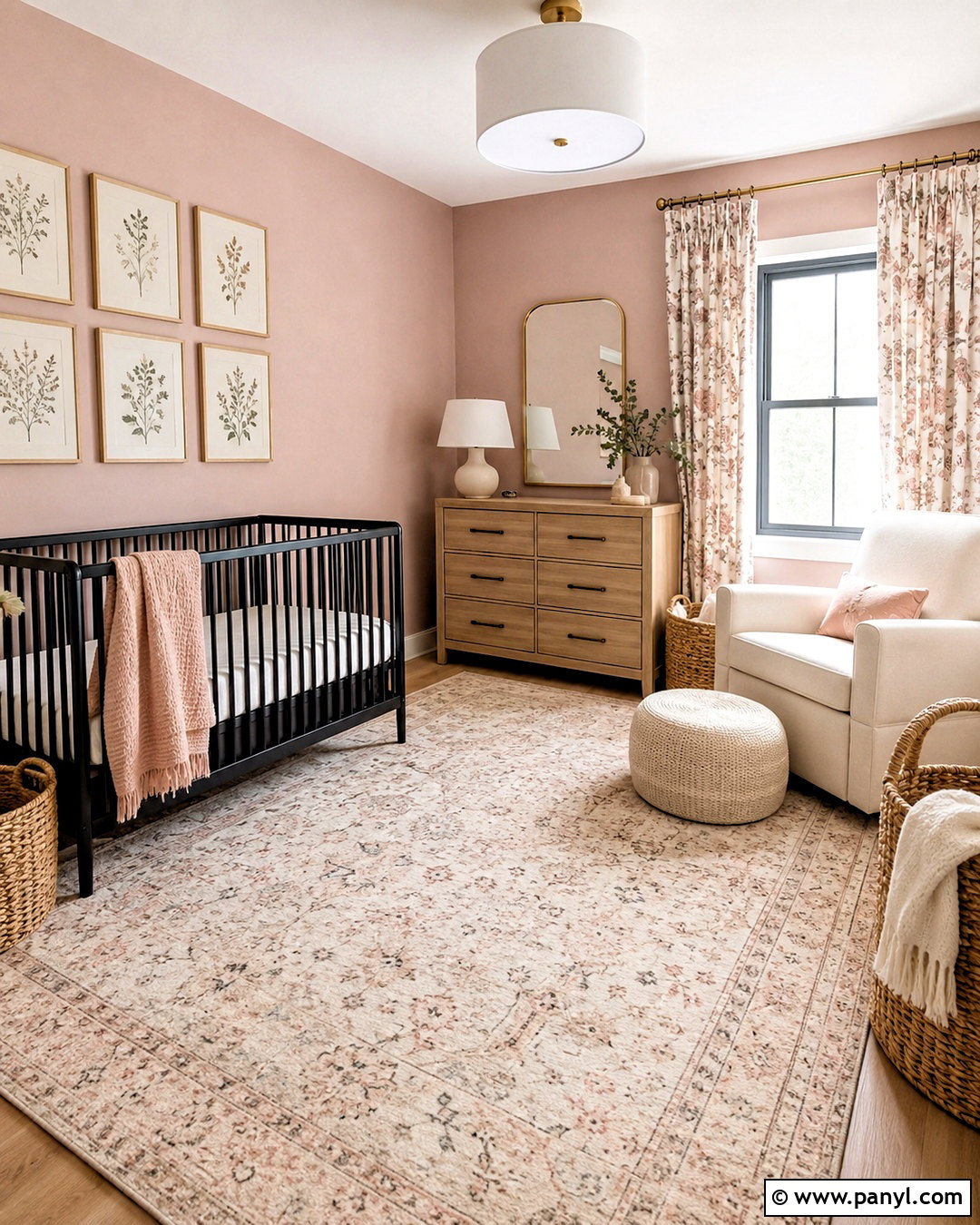 Blush Pink Black Crib Nursery - 20 black crib nursery ideas