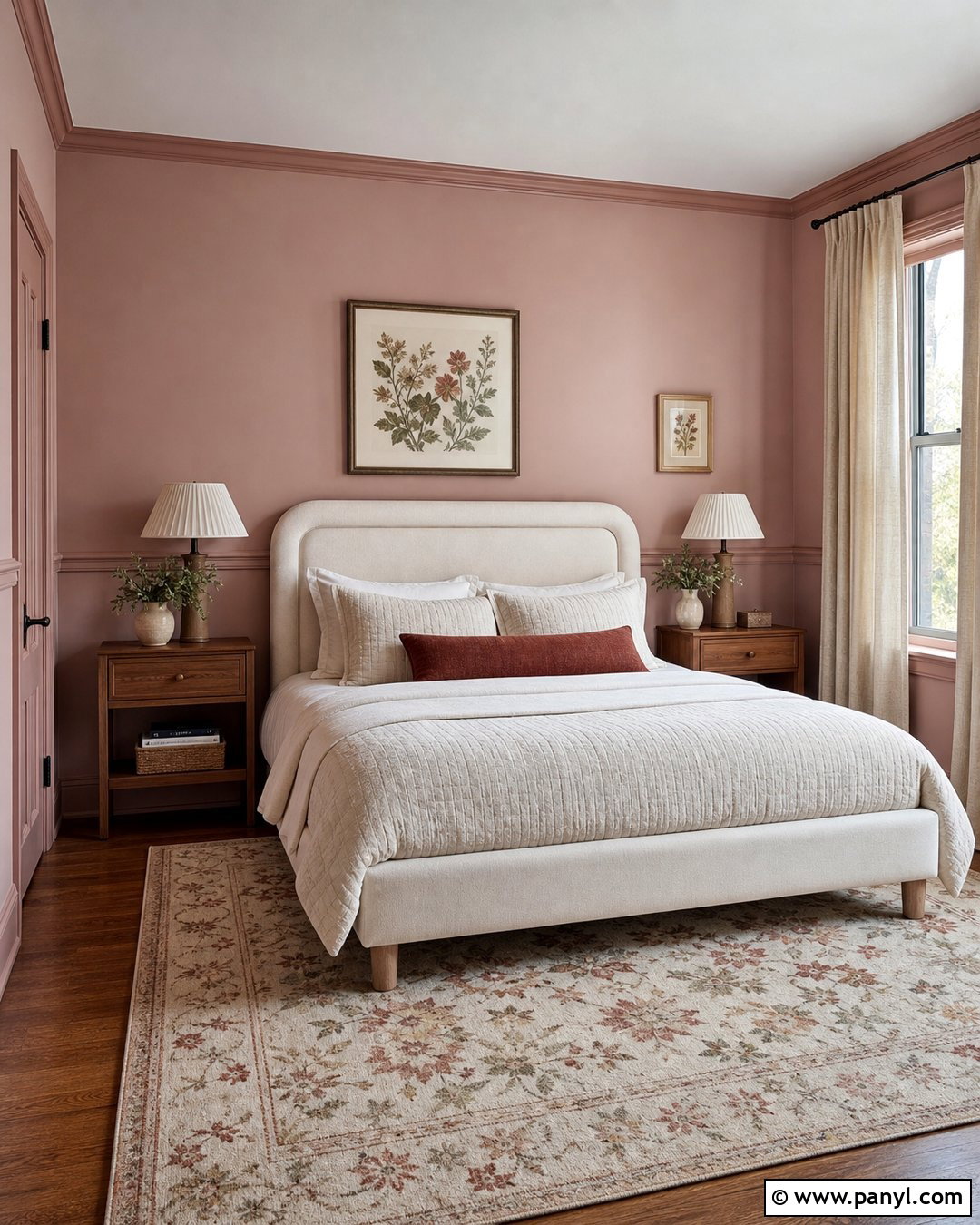 Blush Pink Chair Rail In A Guest Bedroom - 20 Chair Rail Same Color As Wall Ideas