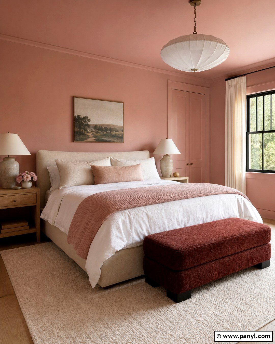Blush Pink Color Drenched Guest Room - 20 Colour Drenching A Room Ideas