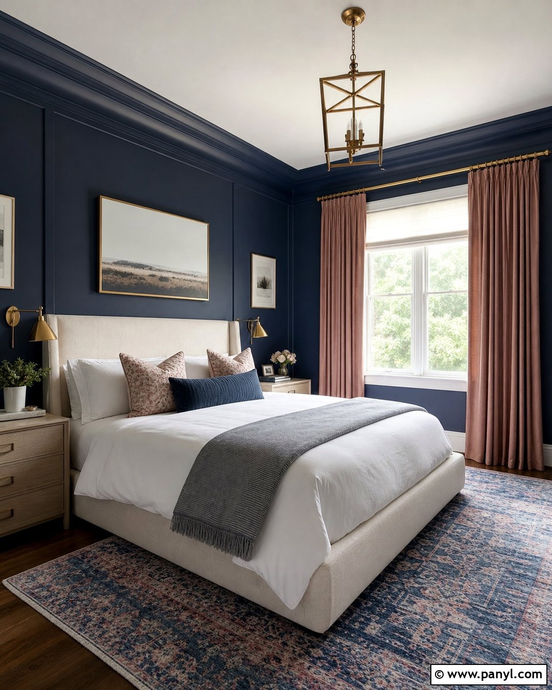 Blush Pink Curtains With Navy Blue Walls - 20 Blue Wall With Curtains