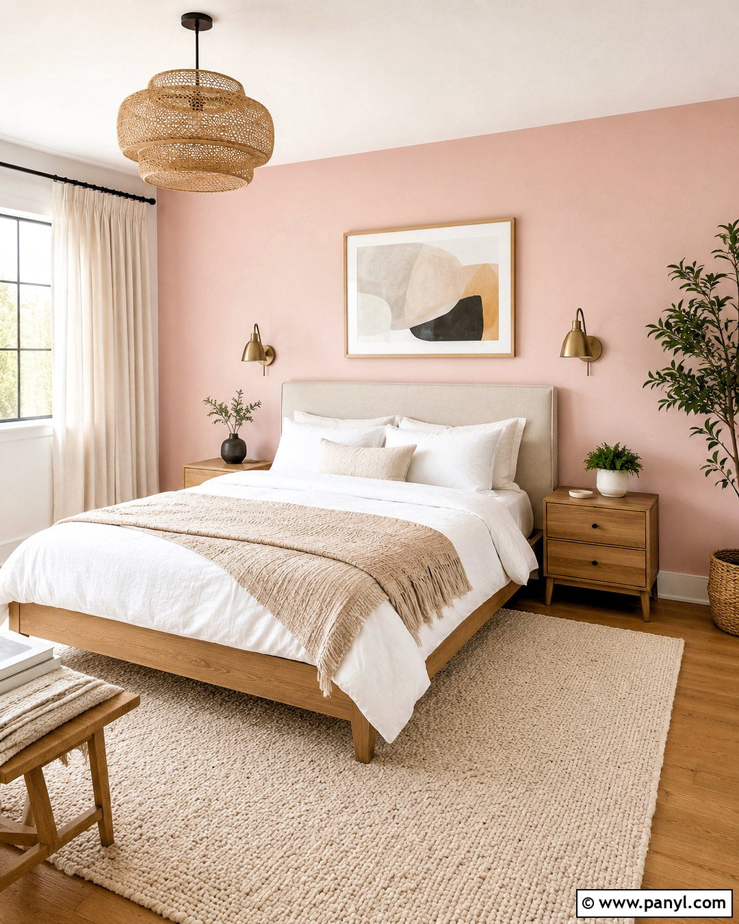 Blush Pink Feature Wall - 20 pink feature wall bedroom ideas