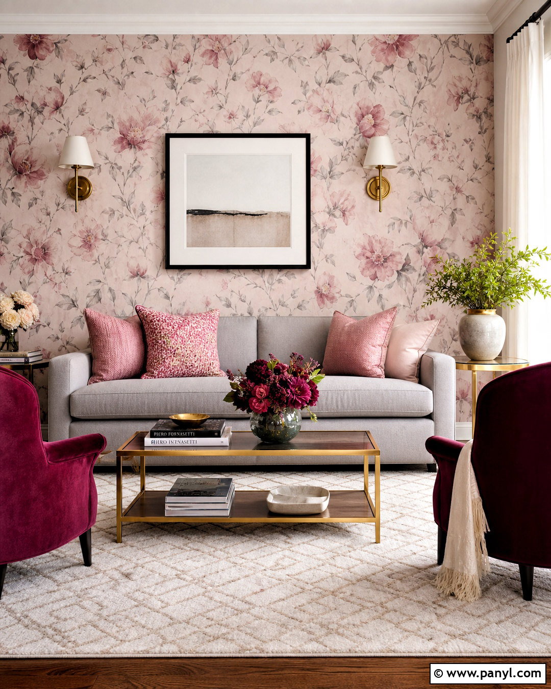 Blush Pink Floral Wallpaper - 20 floral wallpaper living room ideas