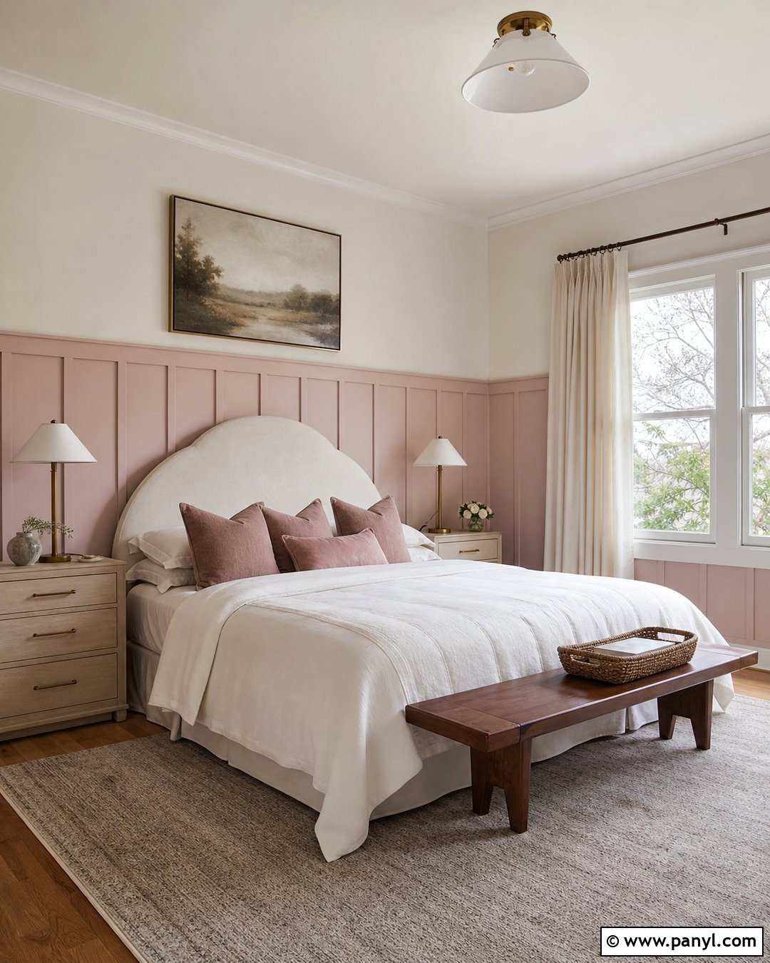 Blush Pink Half Wall With Ivory - 25 Half Wall Color Ideas