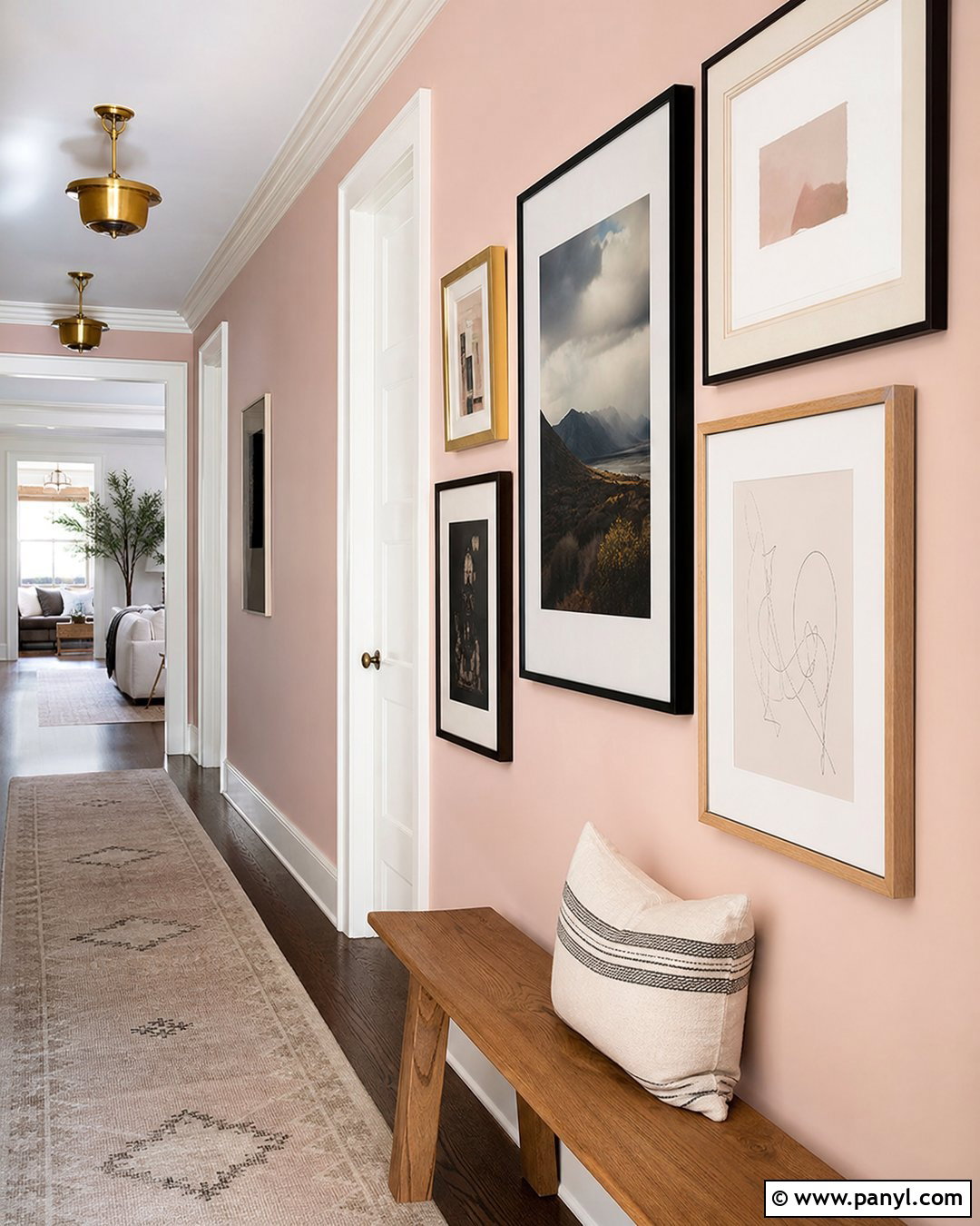 Blush Pink Hallway Gallery Wall - 35 Blush Pink Walls
