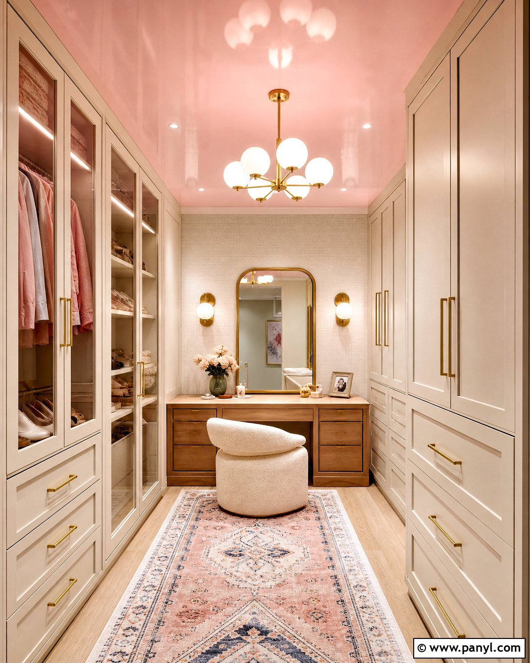 Blush Pink High Gloss Dressing Room Ceiling - 20 high gloss ceiling ideas