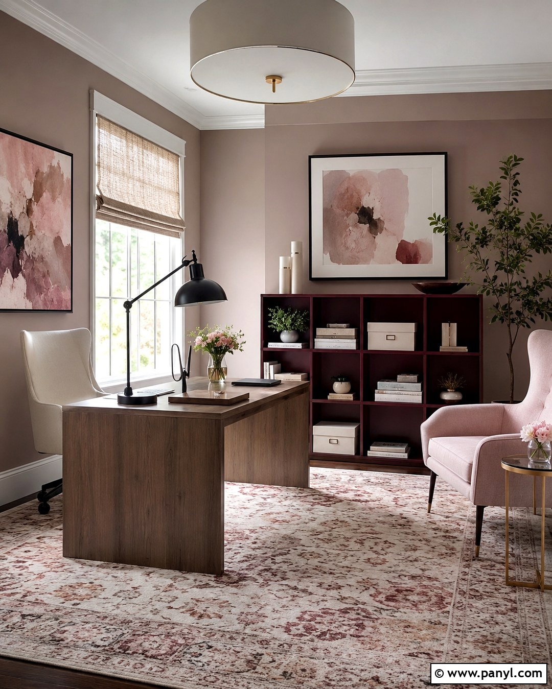 Blush Pink Home Office - 20 Painted Wall Colors