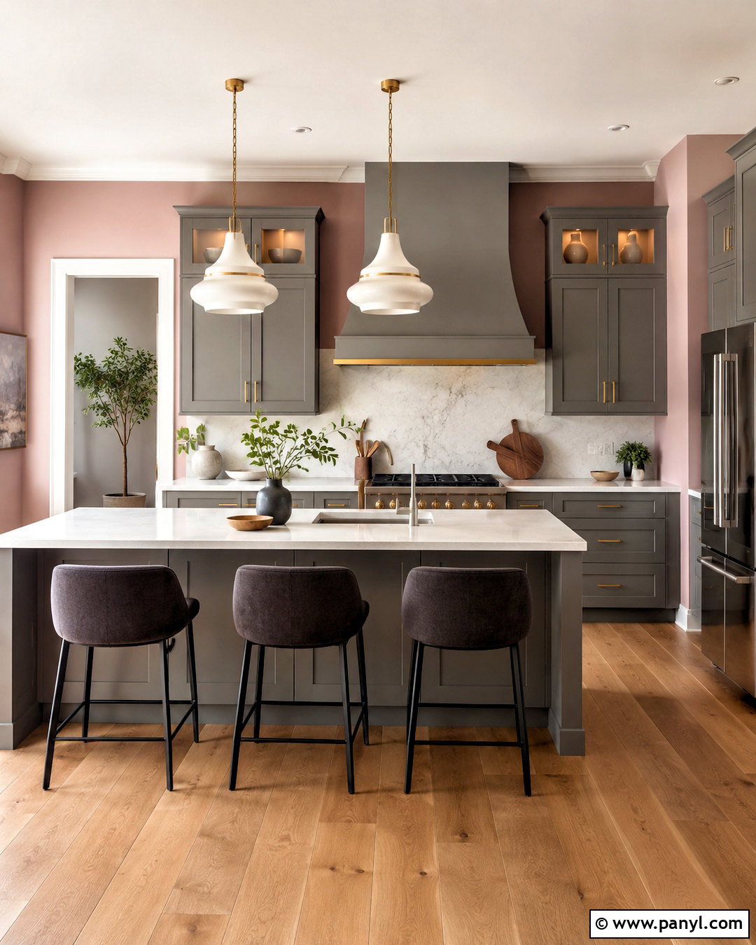 Blush Pink Kitchen Walls With Gray Cabinets - 40 kitchen wall color ideas