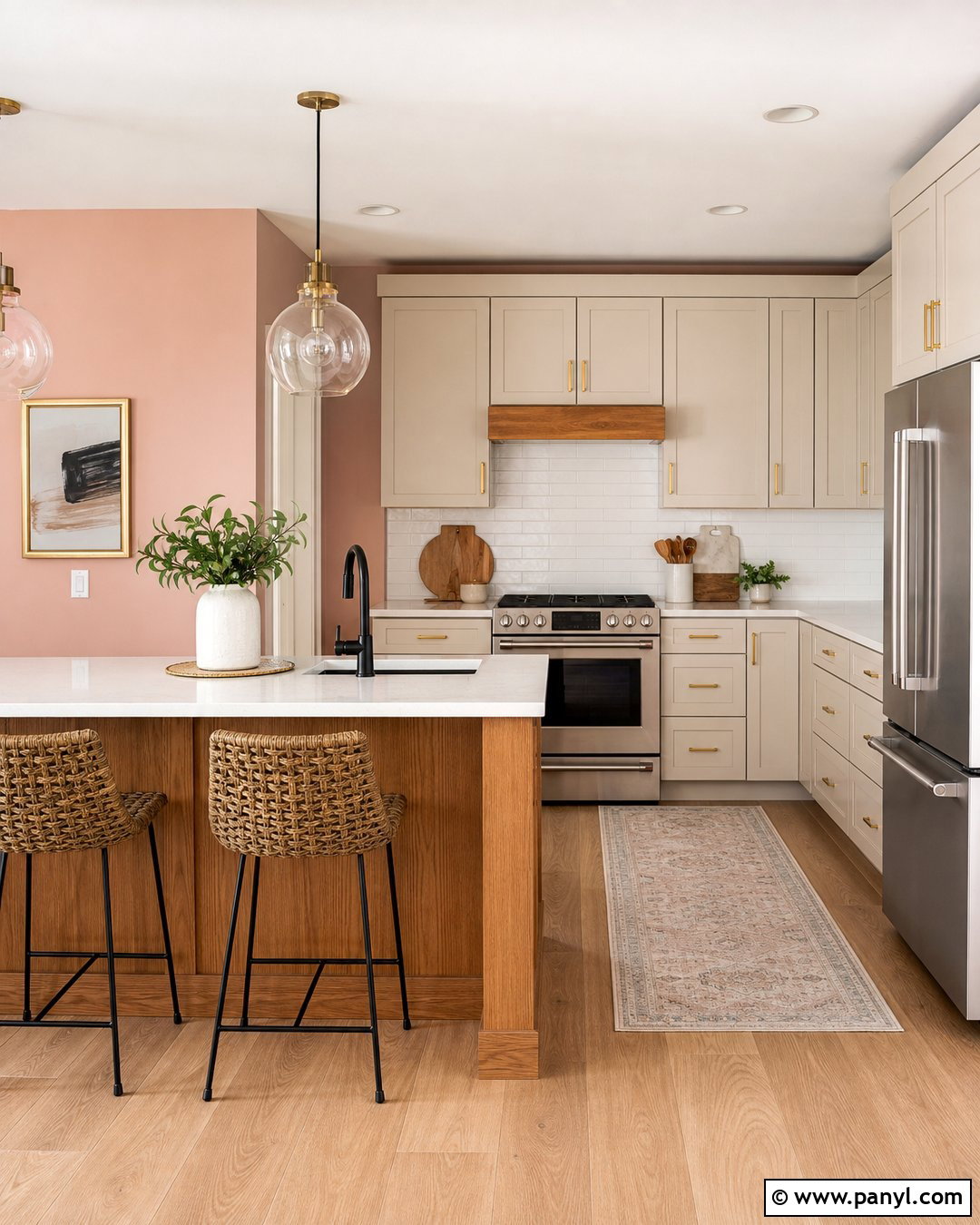 Blush Pink Kitchen With Cream Cabinets - 35 Blush Pink Walls
