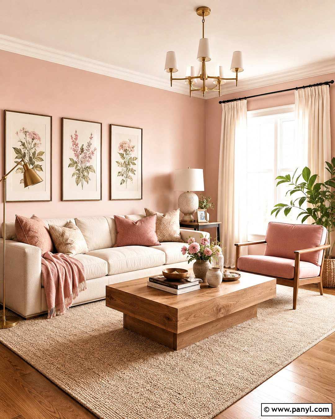 Blush Pink Living Room - 20 pink colour room ideas