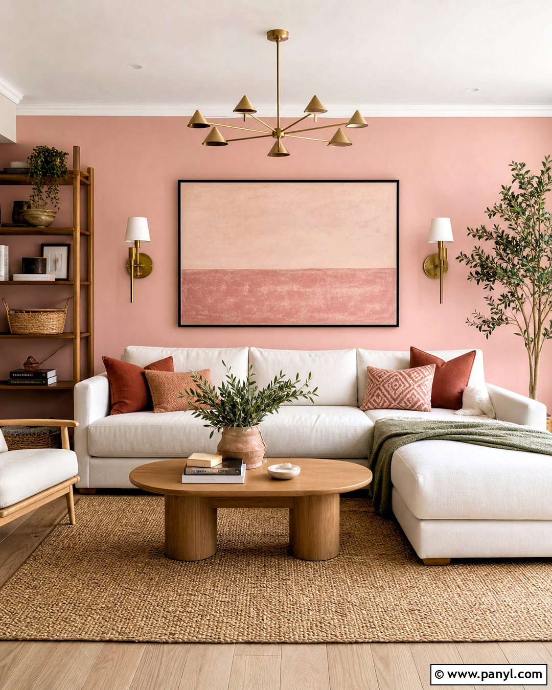 Blush Pink Living Room Wall - 20 pink wall painting ideas