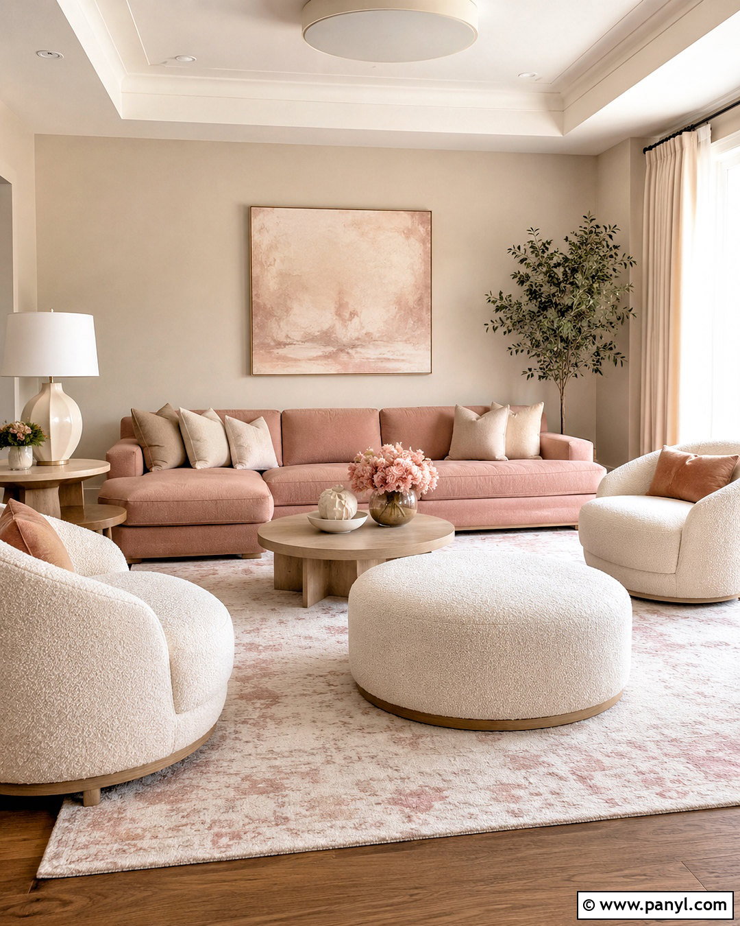 Blush Pink Living Room With Cream And Beige - 20 blush pink living room ideas