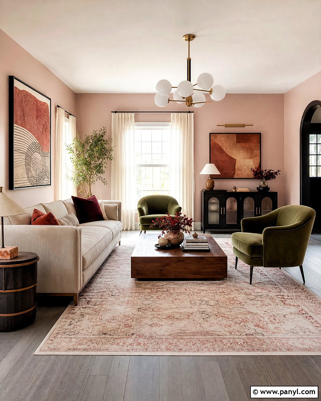 Blush Pink Living Room With Grey Flooring - 20 grey flooring living room paint colors