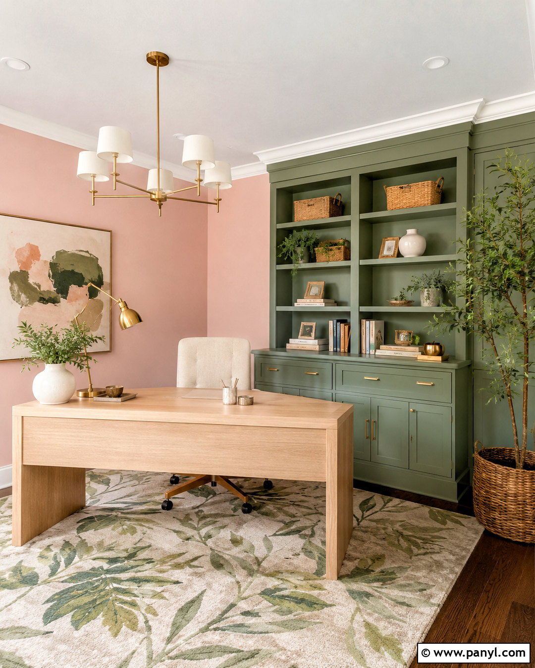 Blush Pink Office With Sage Green - 20 blush pink office ideas