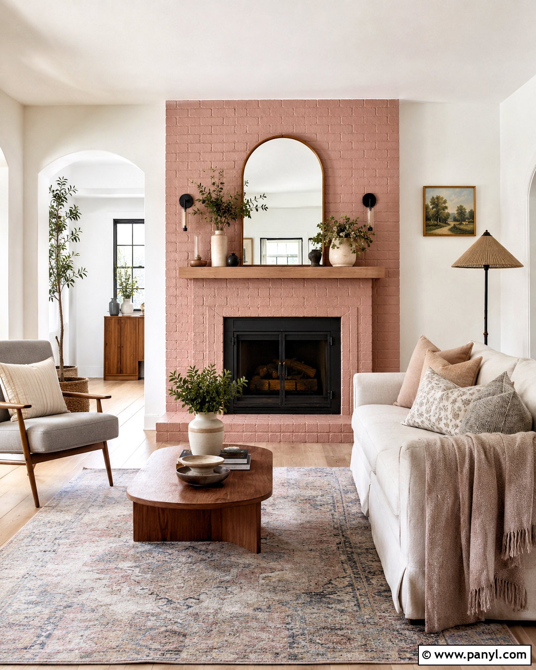 Blush Pink Painted Fireplace - 20 colored fireplace painted ideas