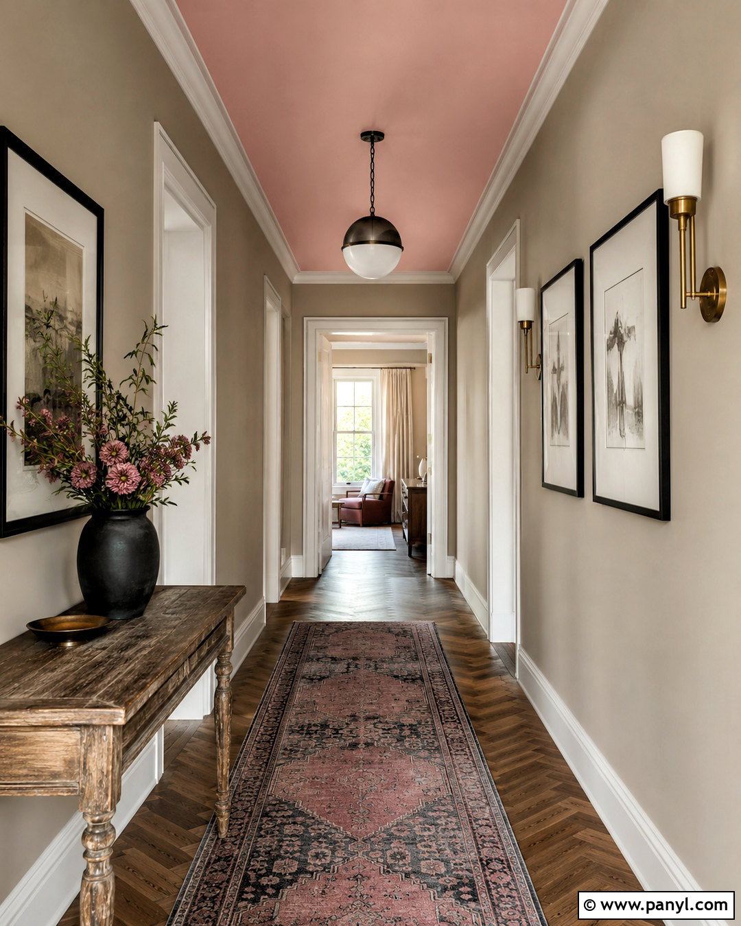 Blush Pink Painted Hallway Ceiling - 20 painted ceiling hallway ideas