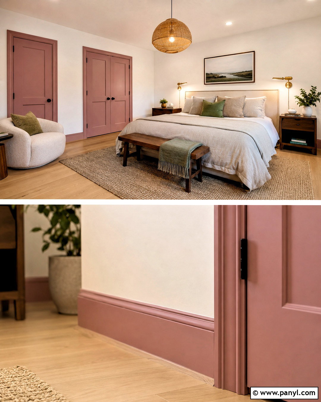 Blush Pink Painted Skirting With White Walls - 20 White Walls Painted Skirting Ideas