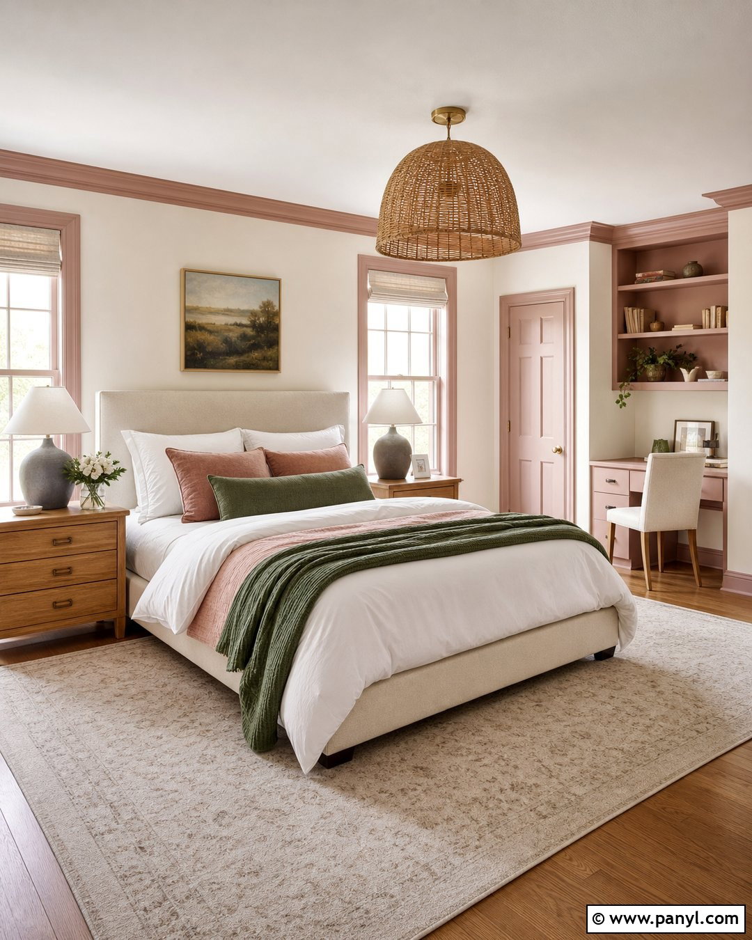 Blush Pink Painted Trim With White Walls - 30 painted trim white walls