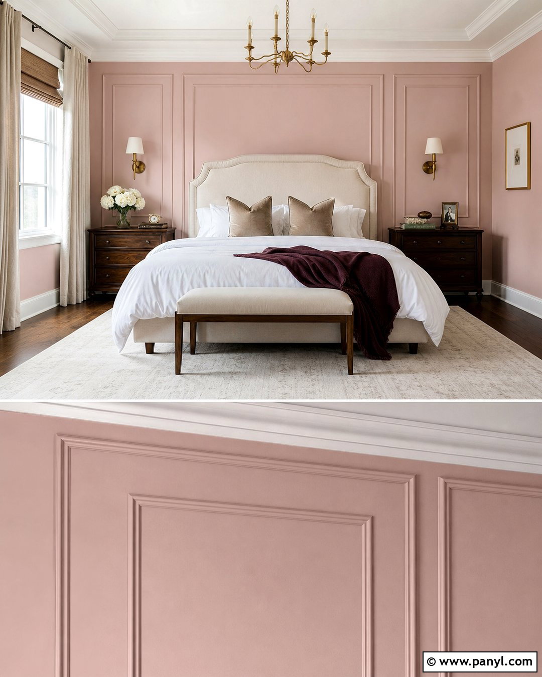Blush Pink Paneled Bedroom - 35 Blush Pink Walls
