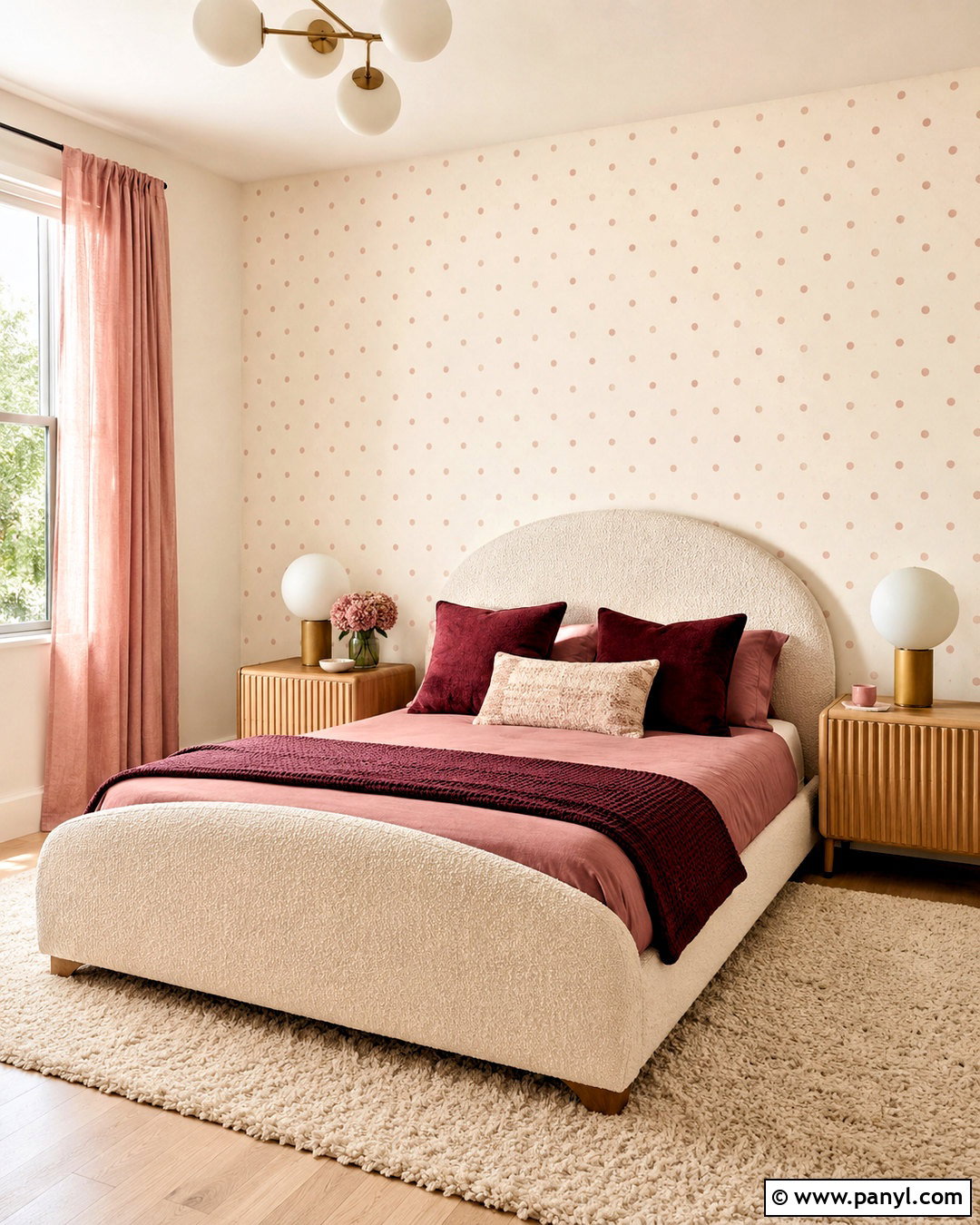 Blush Pink Polka Dot Bedroom Wall - 40 polka dot walls