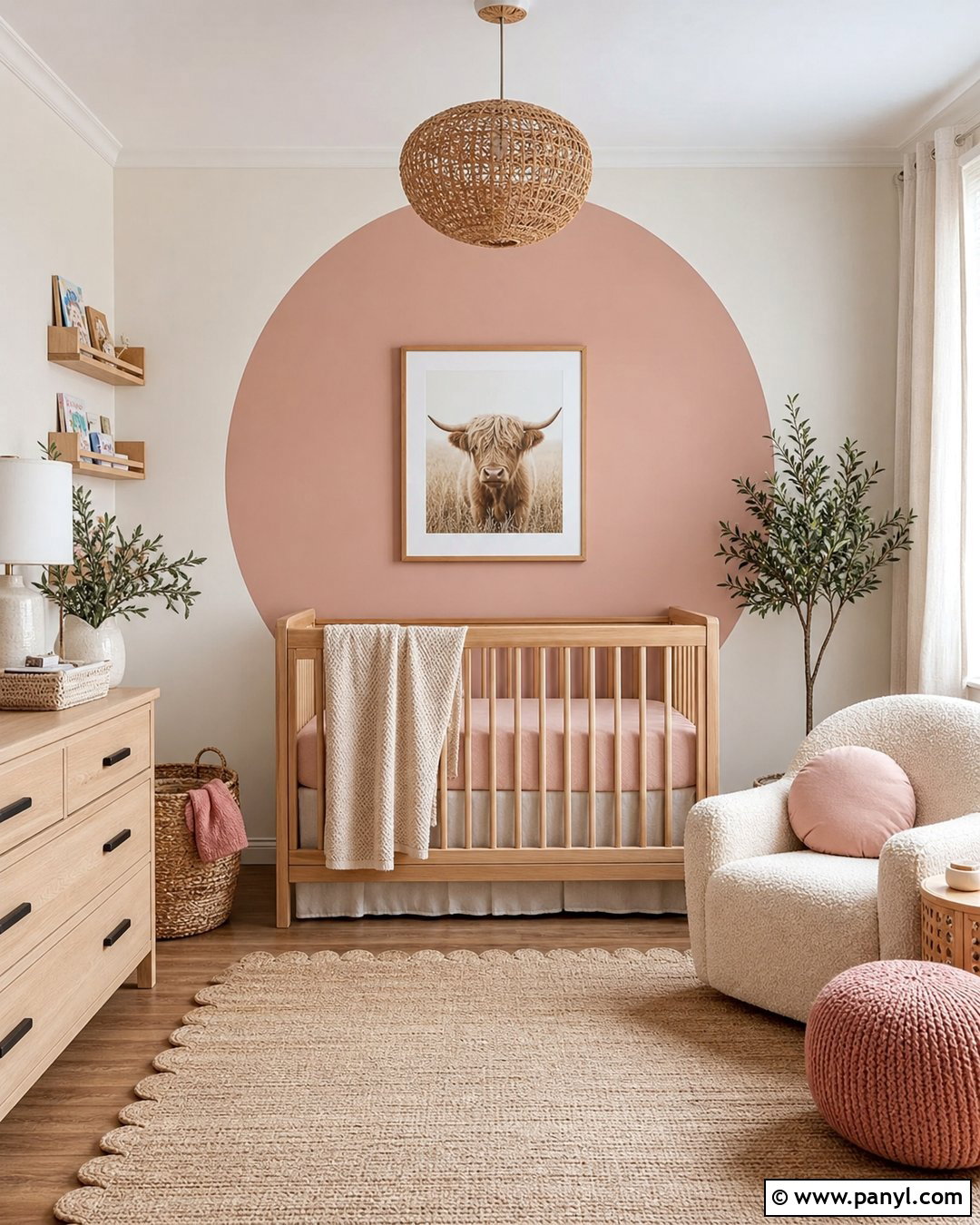 Blush Pink Round Accent Wall - 20 Round Accent Wall Paint Ideas