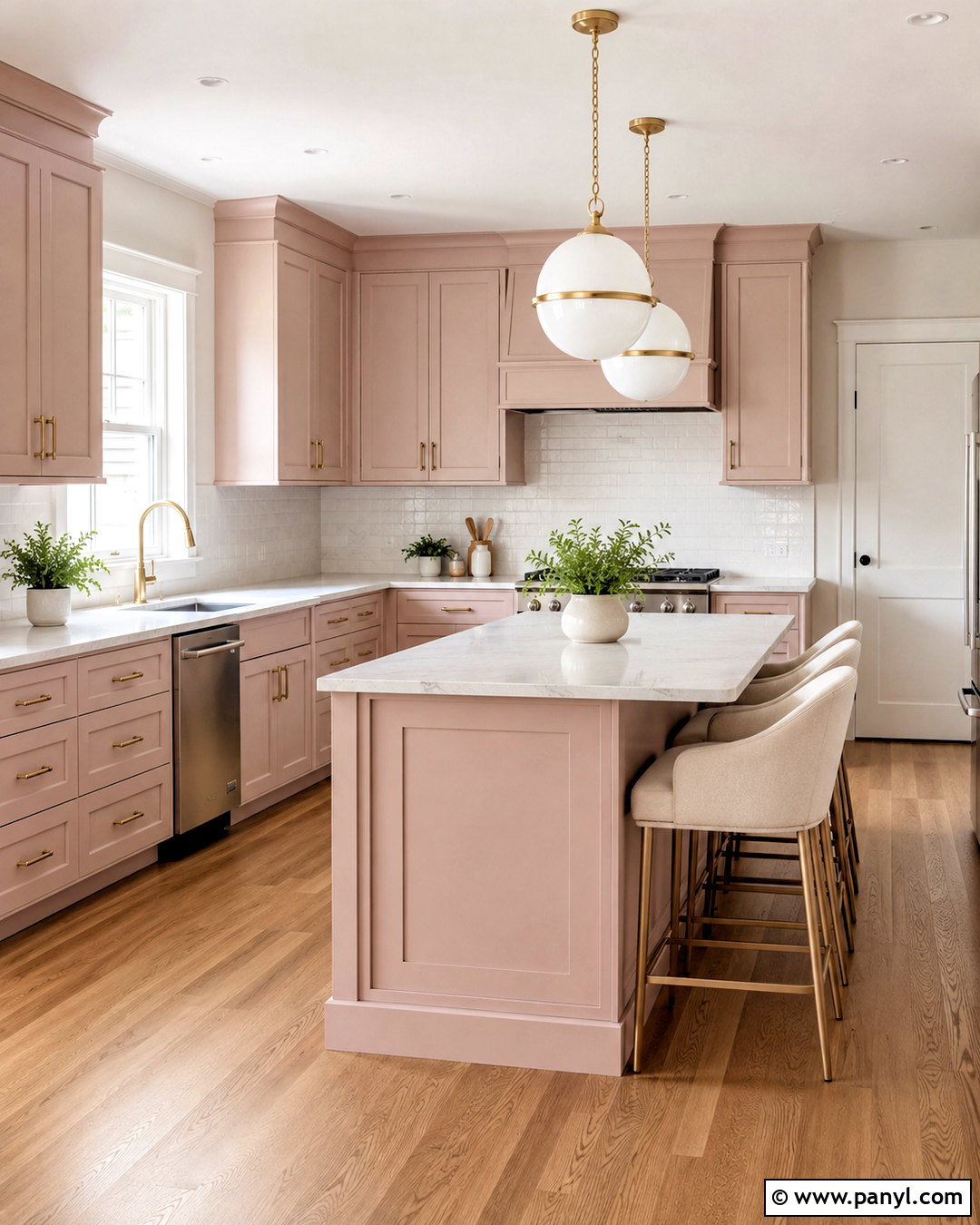 Blush Pink Shaker Kitchen - 20 pink kitchen designs