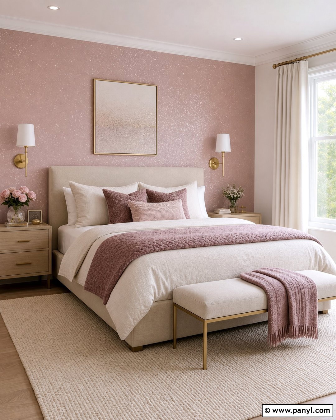 Blush Pink Sparkle Bedroom Wall - 20 Pink Sparkle Paint For Walls