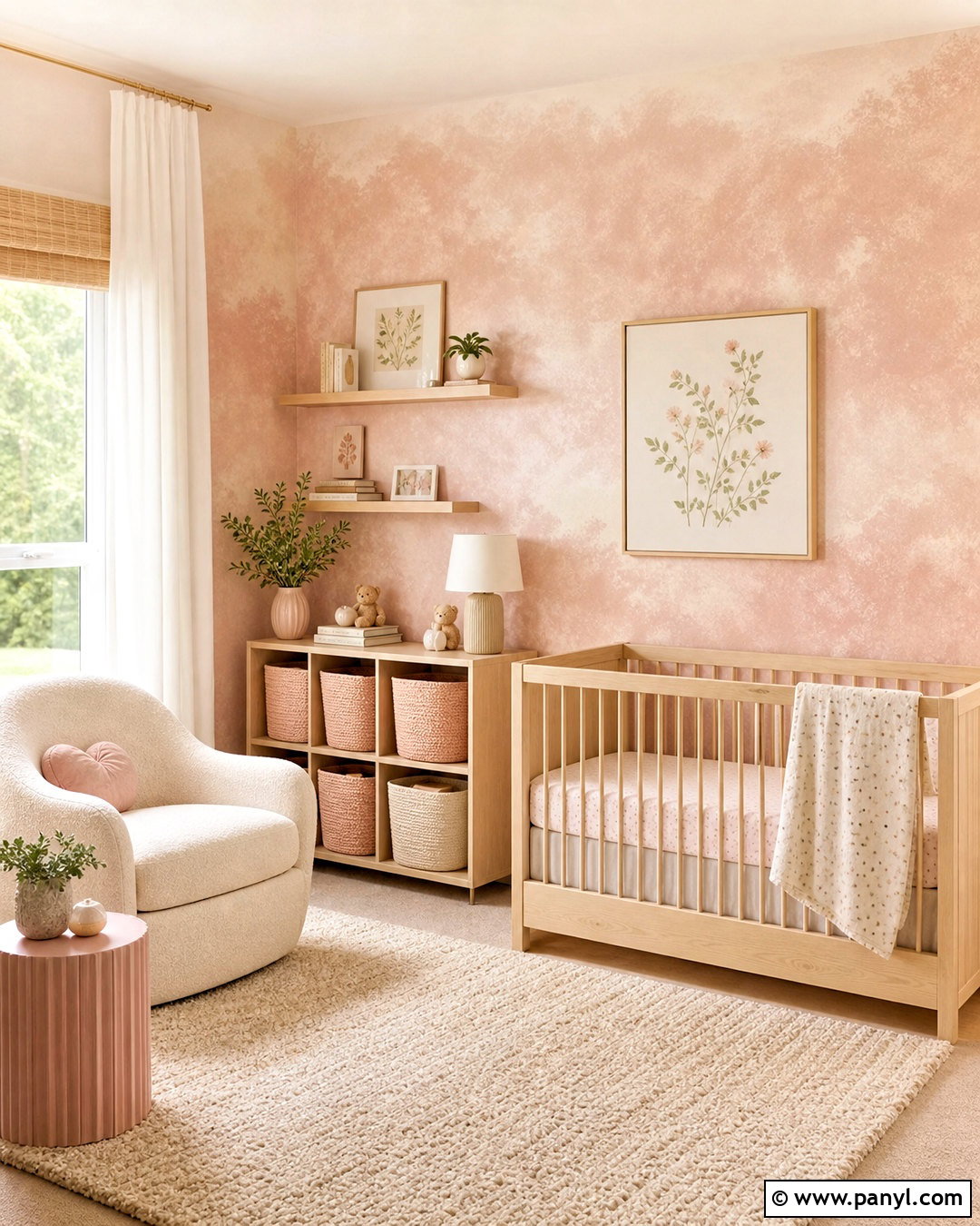 Blush Pink Sponge Painted Nursery Wall - 20 sponge painting walls