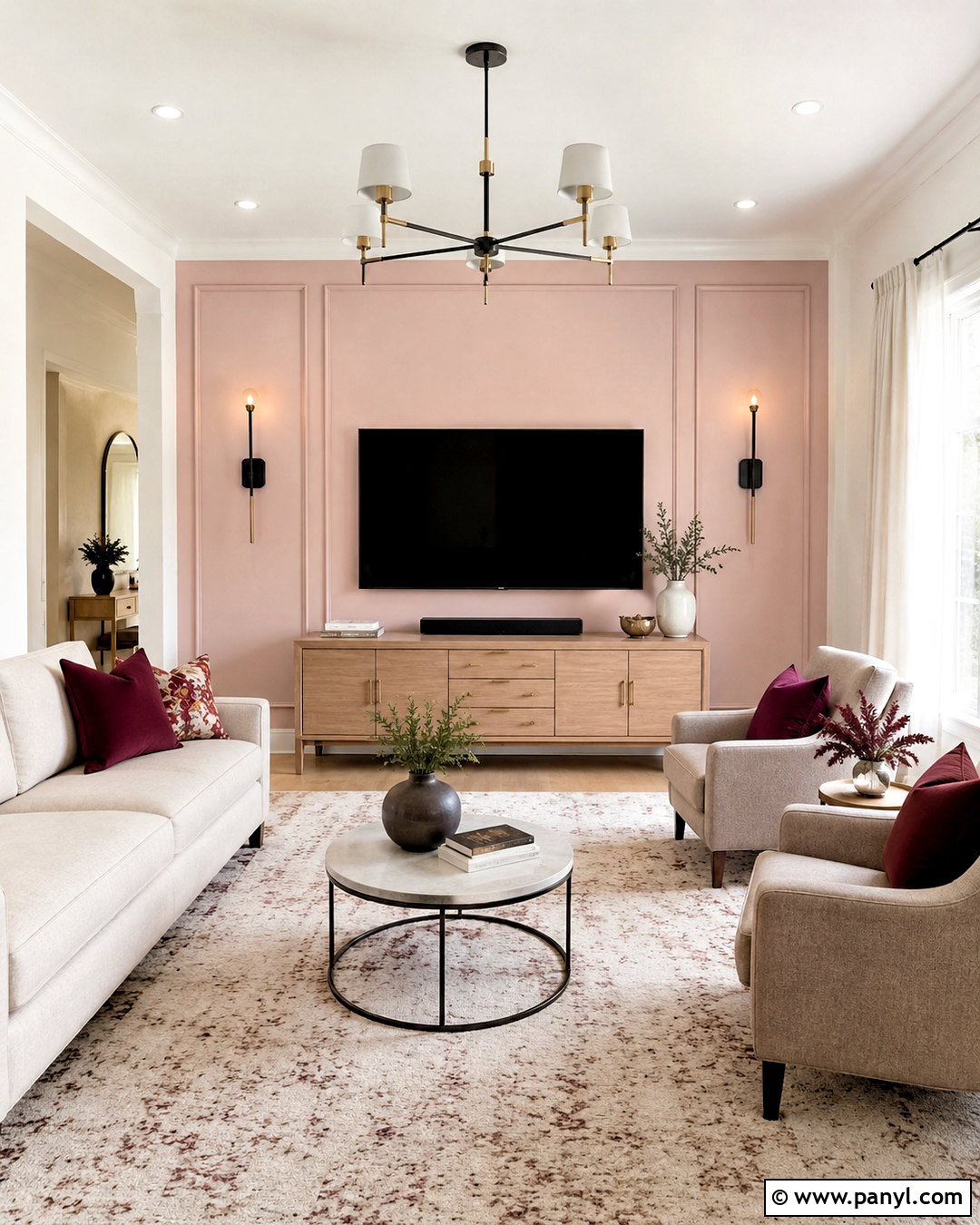 Blush Pink TV Wall - 35 tv wall color ideas