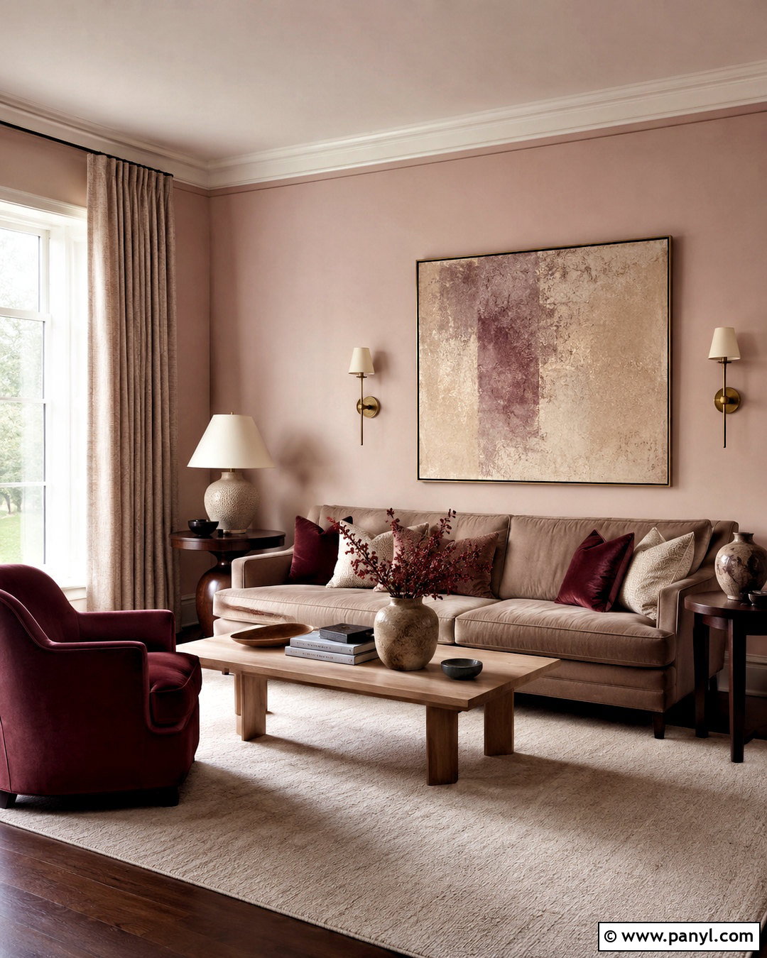 Blush Pink Taupe And Burgundy Living Room Color Combination - 20 best color combinations for living room ideas