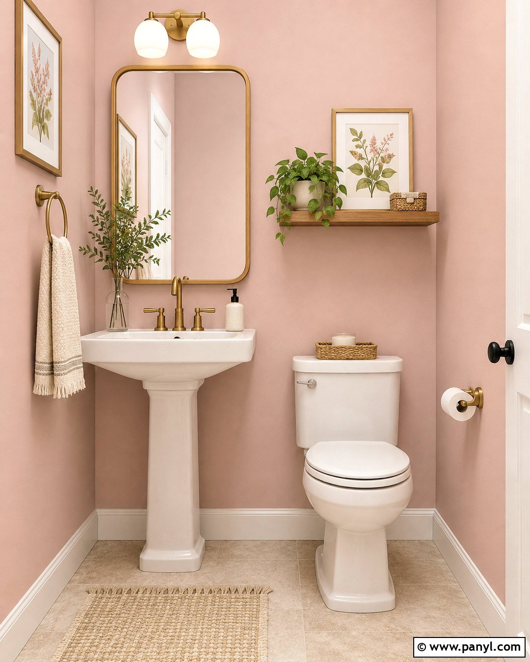 Blush Pink Toilet Room - 20 pink toilet room ideas