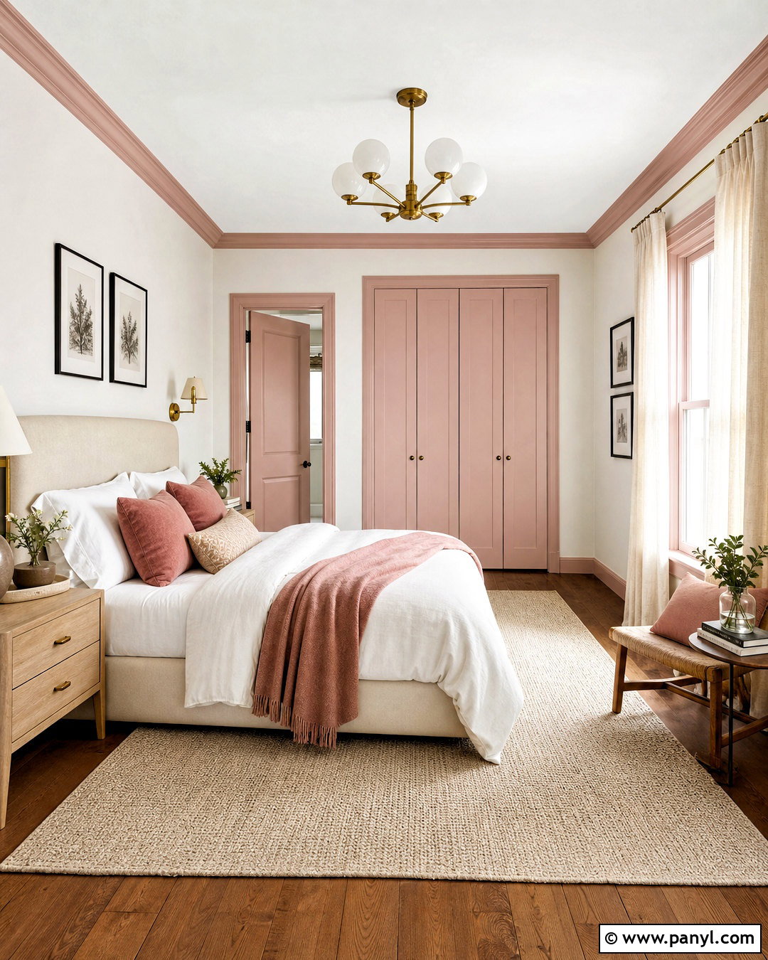 Blush Pink Trim With White Walls - 20 white walls with different color trim ideas