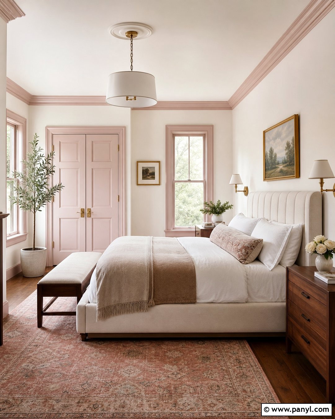 Blush Pink Trim With White Walls - 25 White Wall Colored Trim Ideas