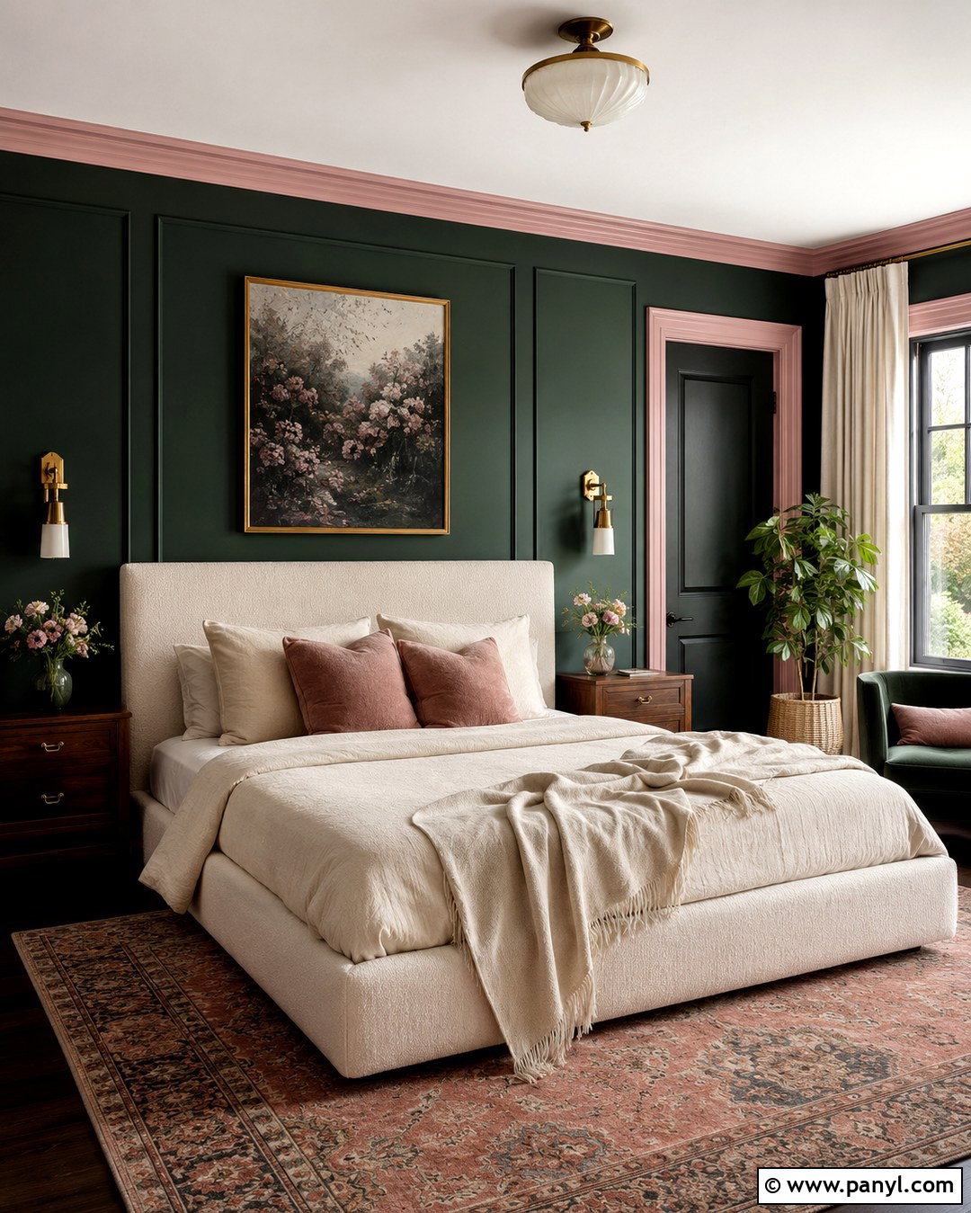 Blush Pink Trim - 20 Trim Color For Dark Green Walls